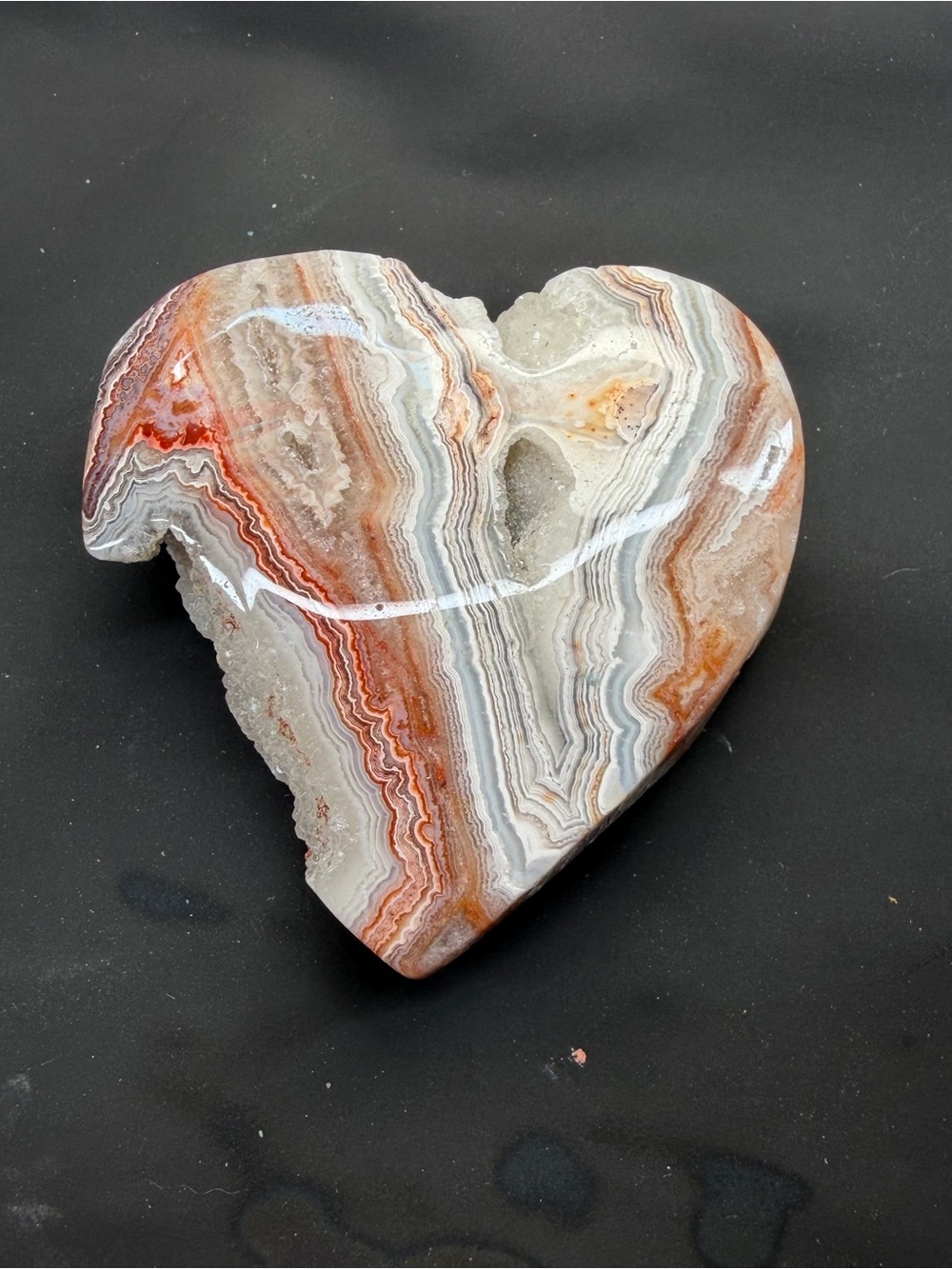Natural Agate Druzy Pendant - White Mexican crazy lace agate